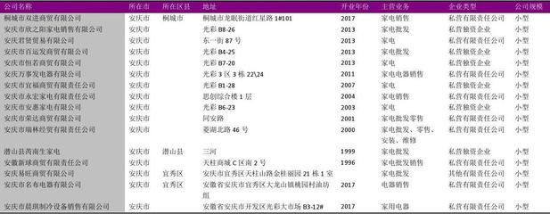 安庆市家电渠道经销企业名录2018版173家